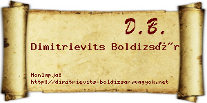 Dimitrievits Boldizsár névjegykártya